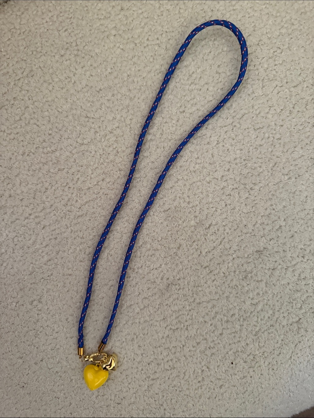 Blue Rope Necklace with Yellow Heart Pendant